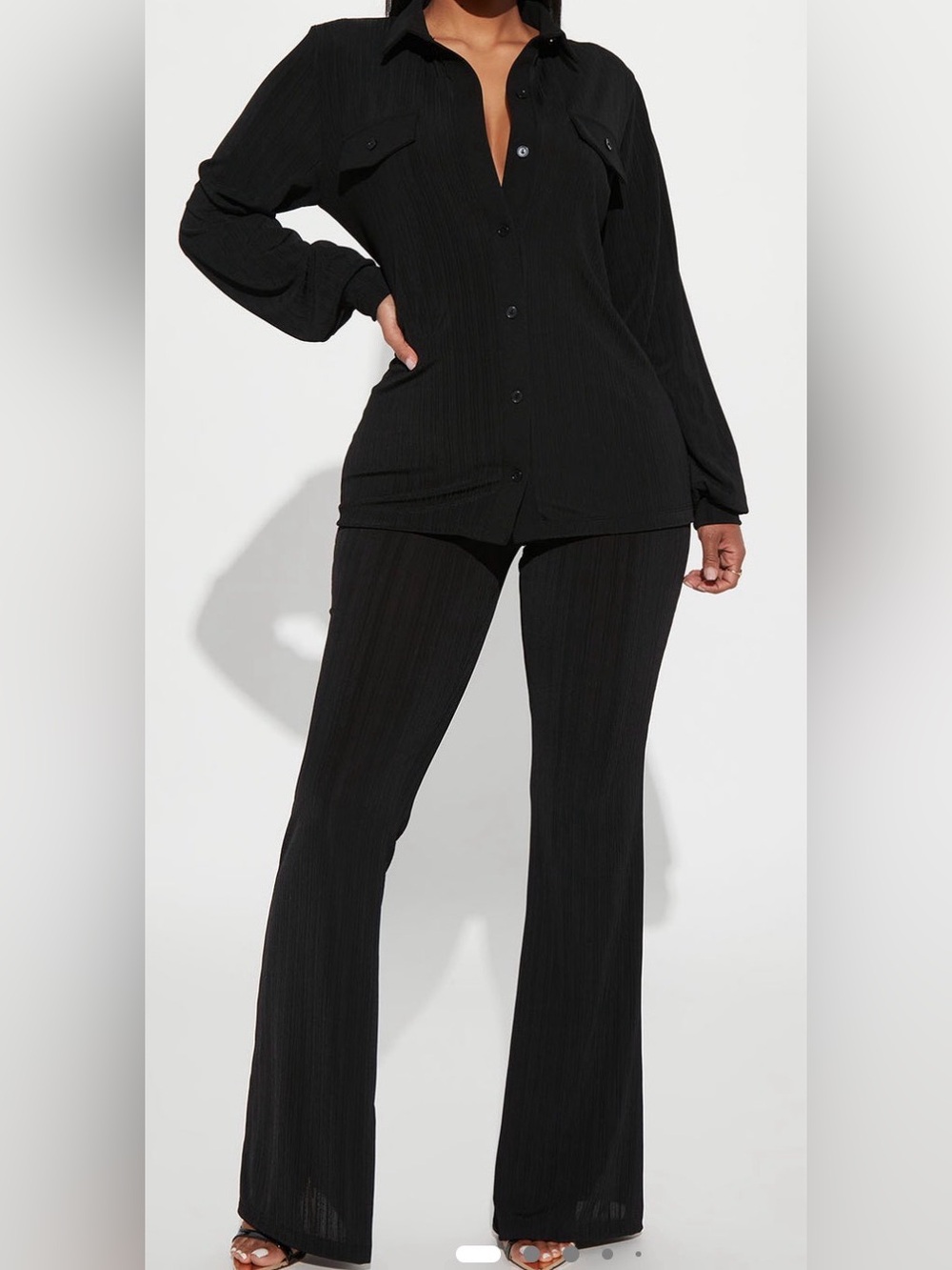 Fashion Nova Black Ribbed Boot Cut Pants